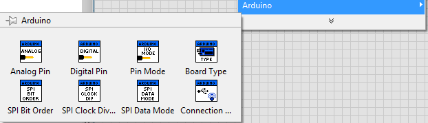 Ouverture de la palette outils Arduino du Front_Panel