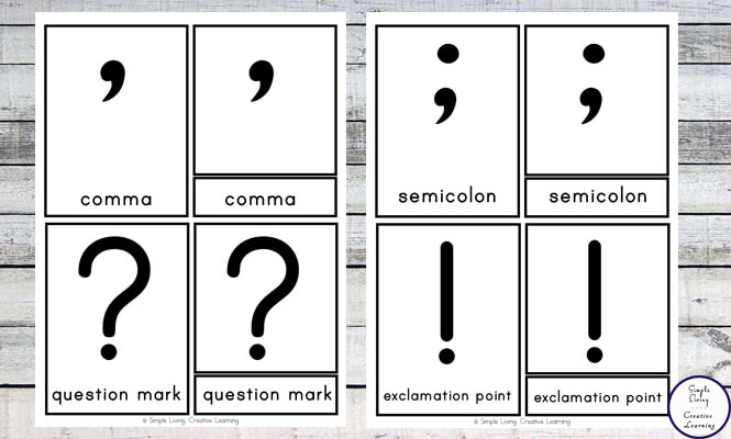 Punctuation popsicle stick paddles teaching punctuation can be pretty dry and boring for little. Free Printable Punctuation Cards Simple Living Creative Learning