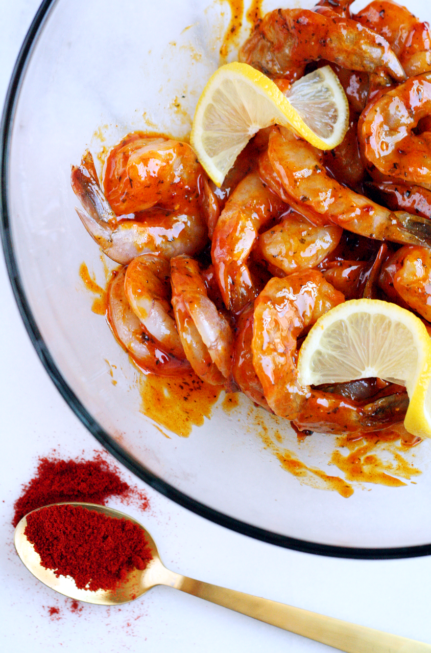 Spanish Grilled Shrimp Skewers and Pomodoro Risotto