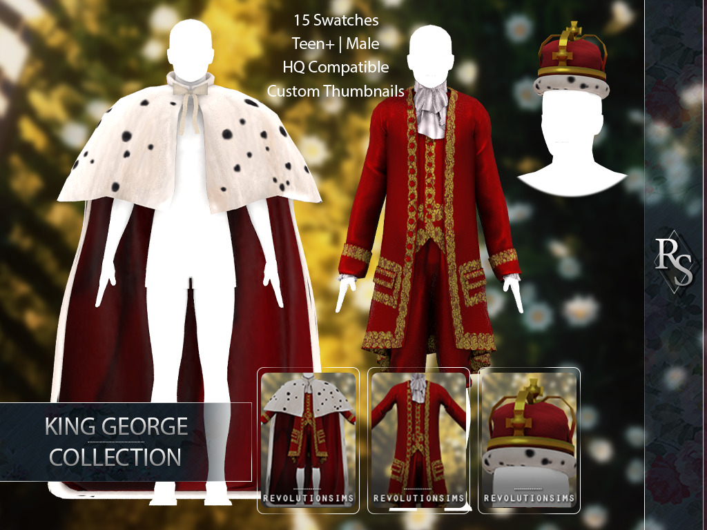 I like having the option of medieval/tudor game play in the sims. King George Collection from Revolution Sims â¢ Sims 4 Downloads