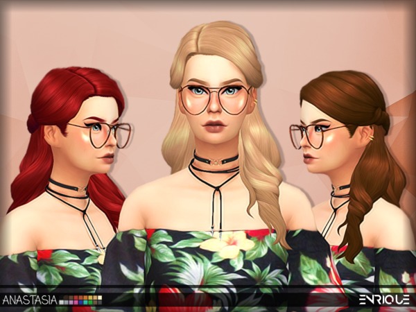 Great styling with so many color options, this cc is definitely worth your download. Enriques4 Anastasia Hair by Jruvv at TSR Â» Sims 4 Updates