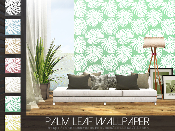 The iconic tropical banana palm leaf wallpaper. Palm Leaf Wallpaper by Rirann at TSR Â» Sims 4 Updates