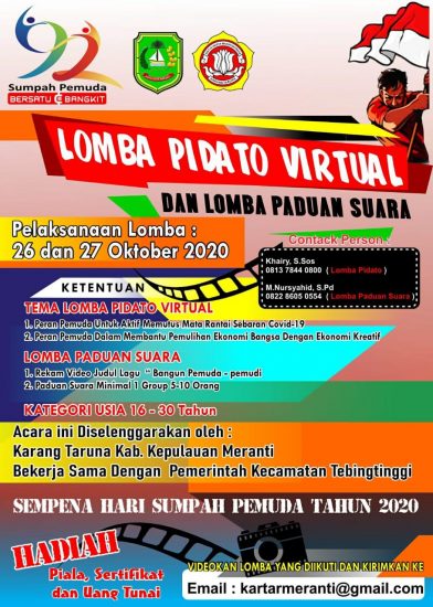 Kepada bapak lurah/kades dan segenap yang kami hormati. Moment Sumpah Pemuda Karang Taruna Meranti Adakan Lomba Virtual Sinkap