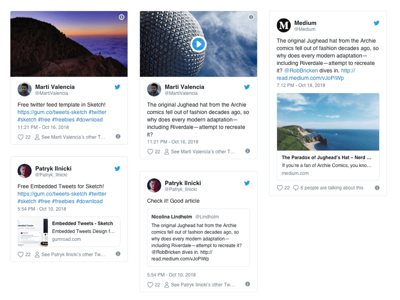Free twitter profile gui psd/sketch template. Embedded Tweets Template Sketch Freebie Download Free Resource For Sketch Sketch App Sources