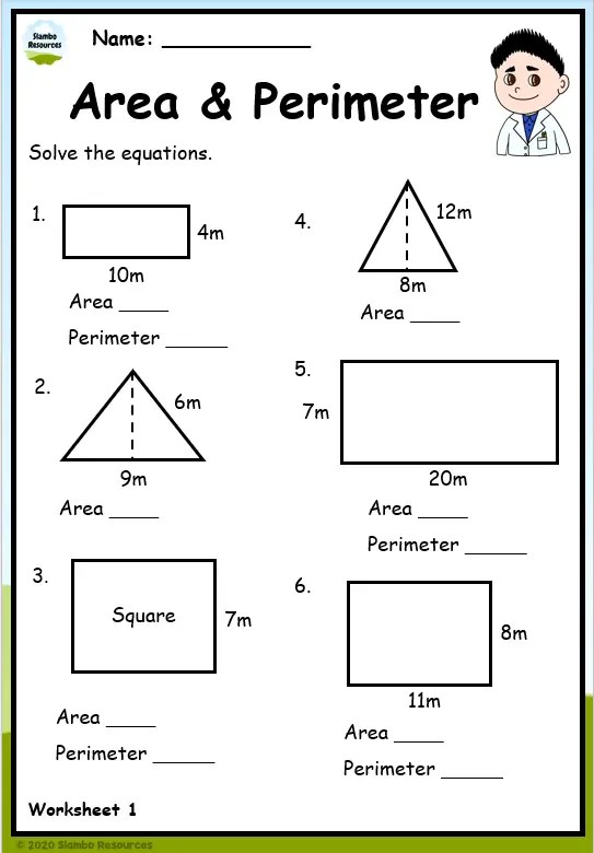 grade 5 area and perimeter worksheets free math worksheets