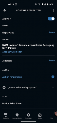 Bildschirm heller oder dunkler dimmen bzw. Alexa Echo Show - Display ausschalten mit Routine - so gehts