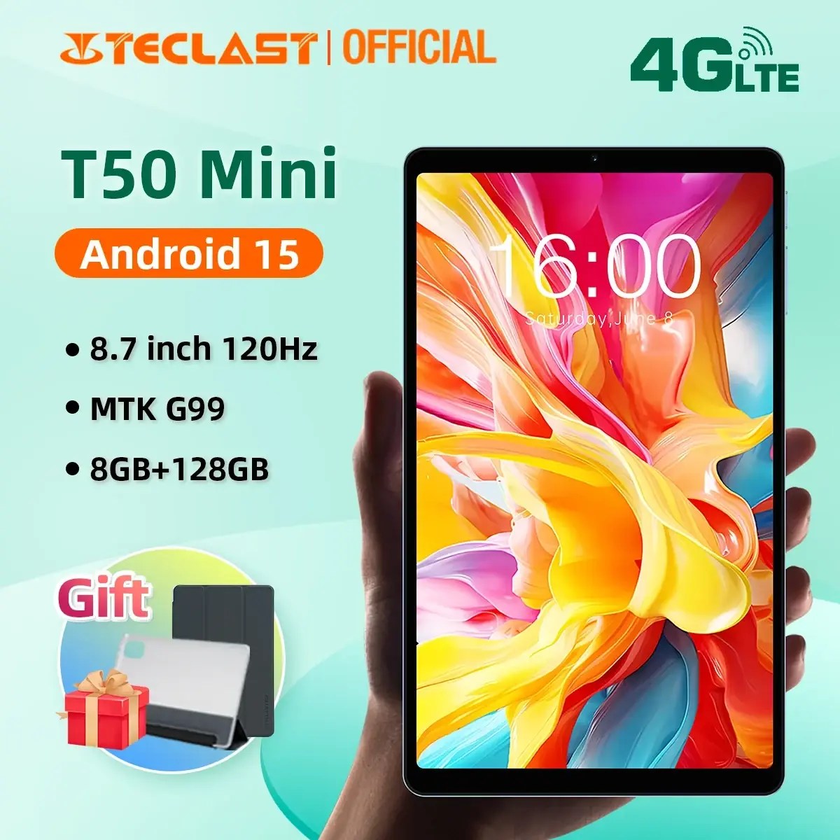 Teclast T50 Mini Android 15 Tablet 8.7″ IPS 120Hz G99 8-core Max 20GB(8GB+12GB Expansion) RAM 128GB ROM Dual 4G LTE Type-C GPS Teclast T50 Mini Android 15 Tablet 8.7″ IPS 120Hz G99 8-core Max 20GB(8GB+12GB Expansion) RAM 128GB ROM Dual 4G LTE Type-C GPS