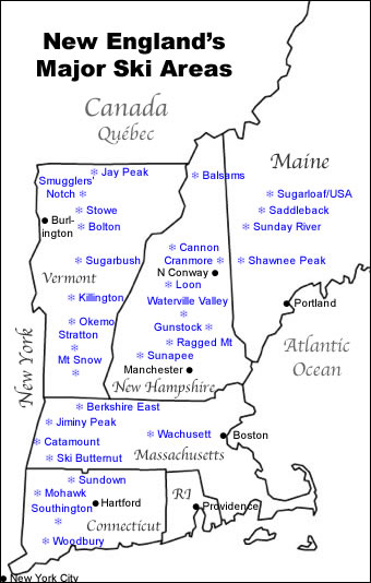 The map legend is sometimes called the map key. Ski areas of New England map. - SnowBrains