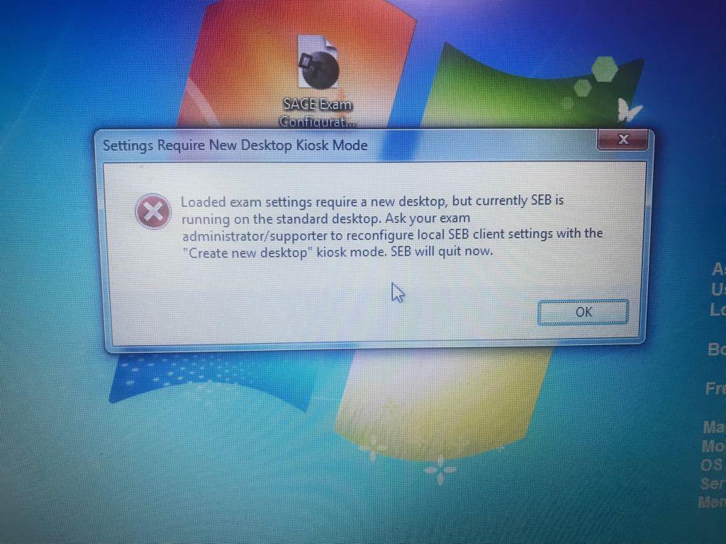 No configurations of safe exam browser are on moodle side. Safe Exam Browser Discussion Help Error Message When 2 Seb Installed In Windows 7