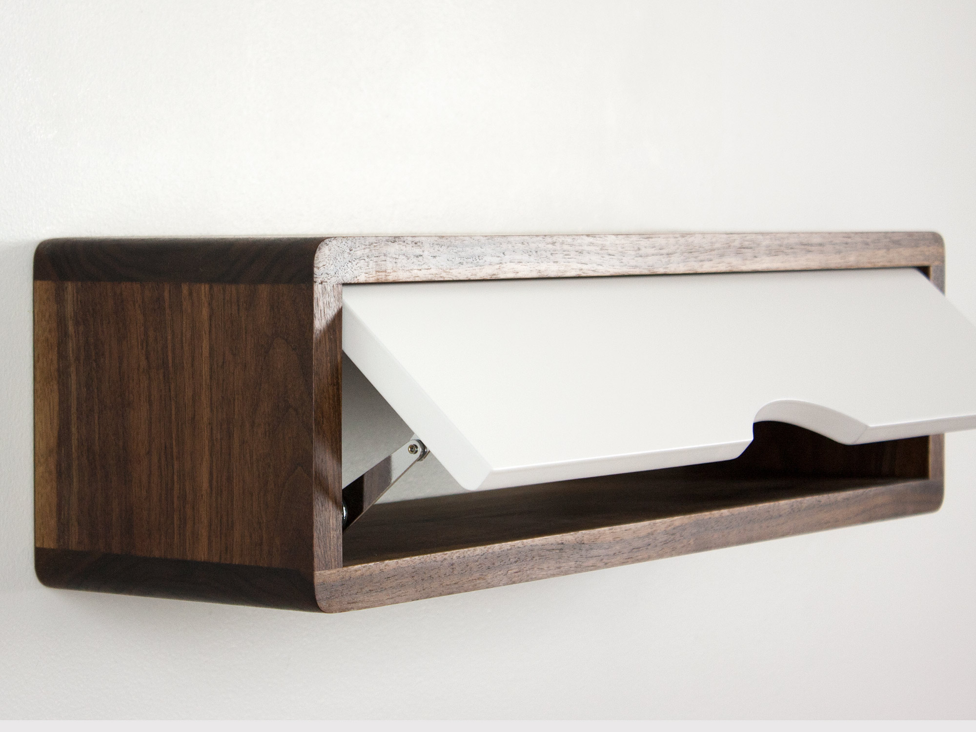 Minimalist Floating Entryway Shelf with White Door Spark Shell Craft