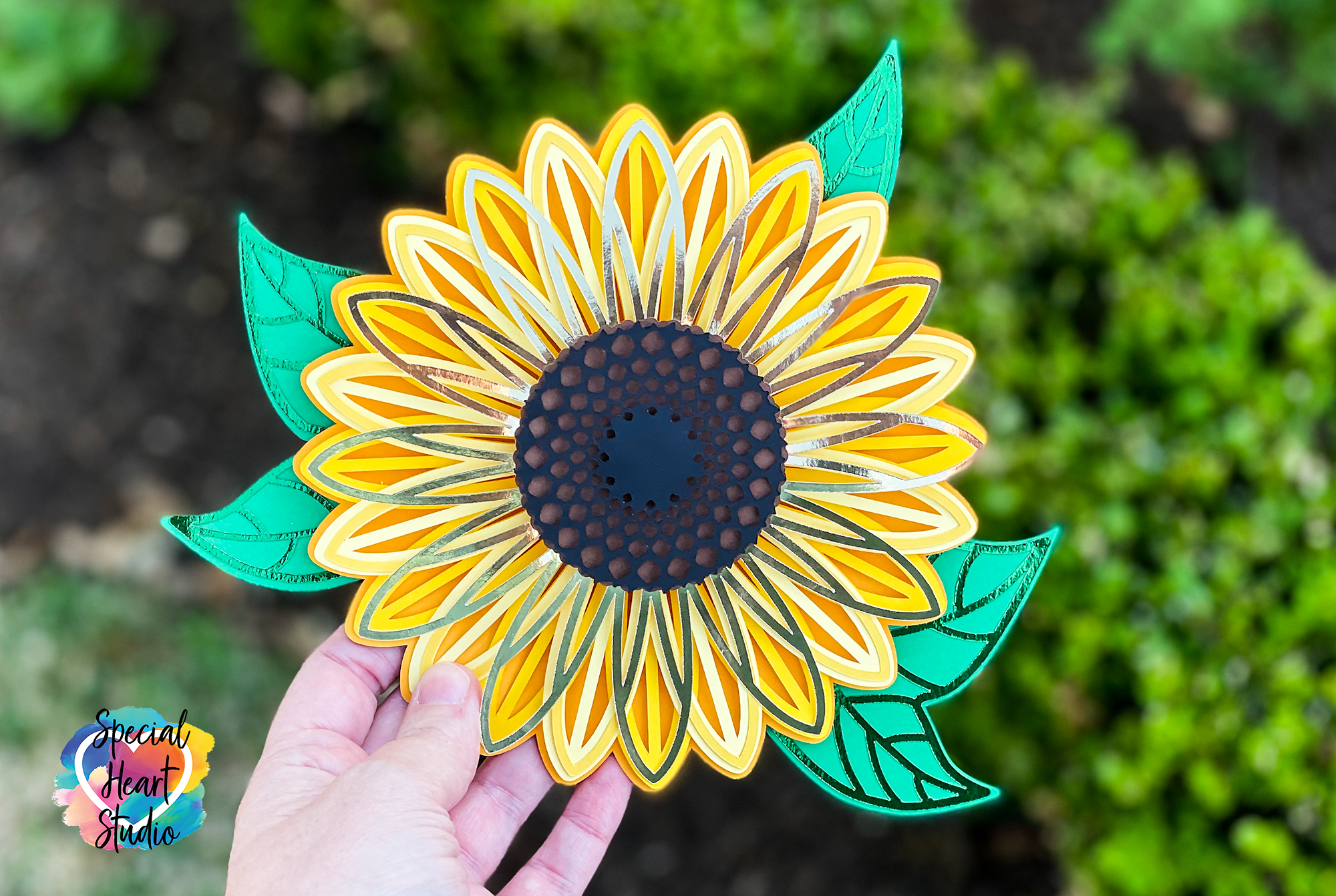 Learn how to make a beautiful layered mandala sunflower with my free svg cut file. Layered Sunflower Mandala Special Heart Studio