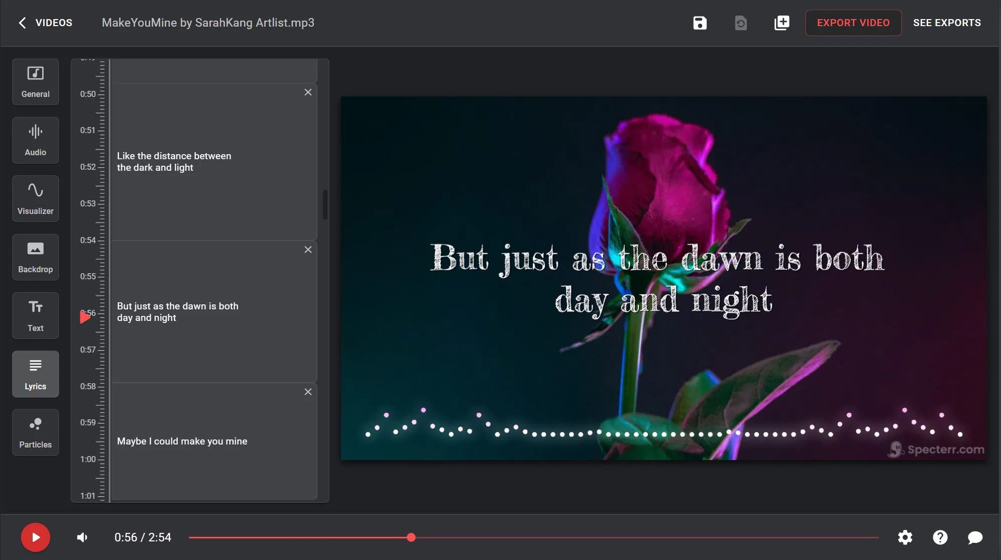 Then add any effects that you'd like to. Lyric Video Maker Create Videos Online Specterr