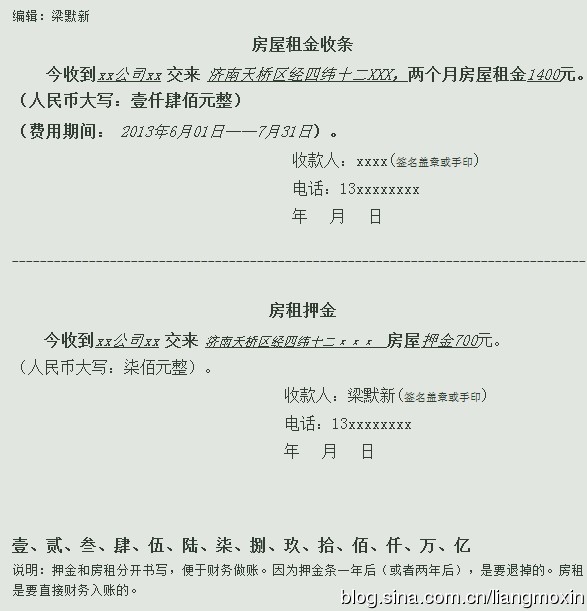 租金收據範本 租屋篇 定金收據範例 Sed