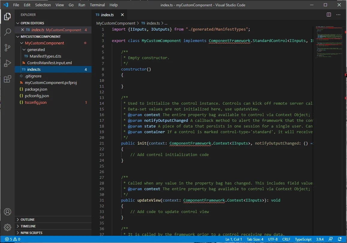 Real code to add Power Apps component