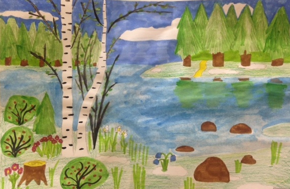 нарисовать весенний пейзаж 2 класс