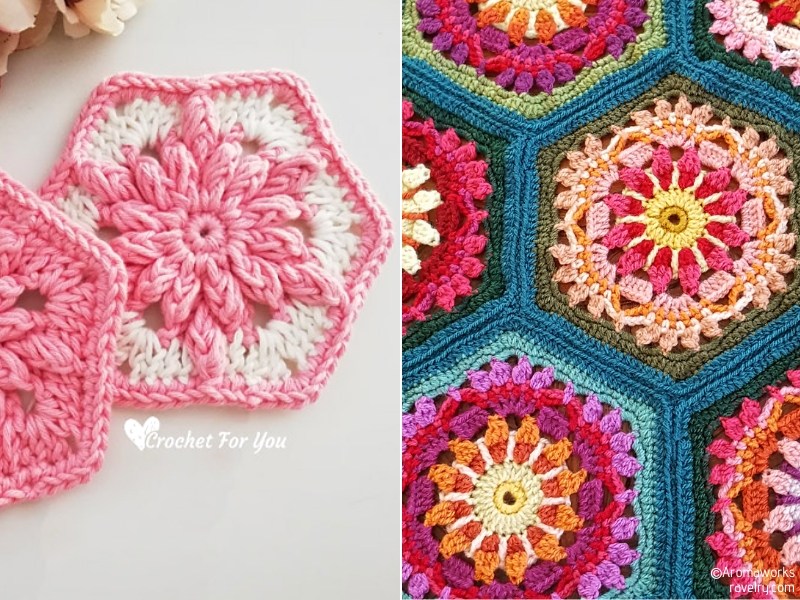 This crochet pattern is featured today in the winter wonders blog hop hosted by studio crochet, please scroll slowly to find the buttons for the event!. Crochet Flower Hexagons Free Patterns