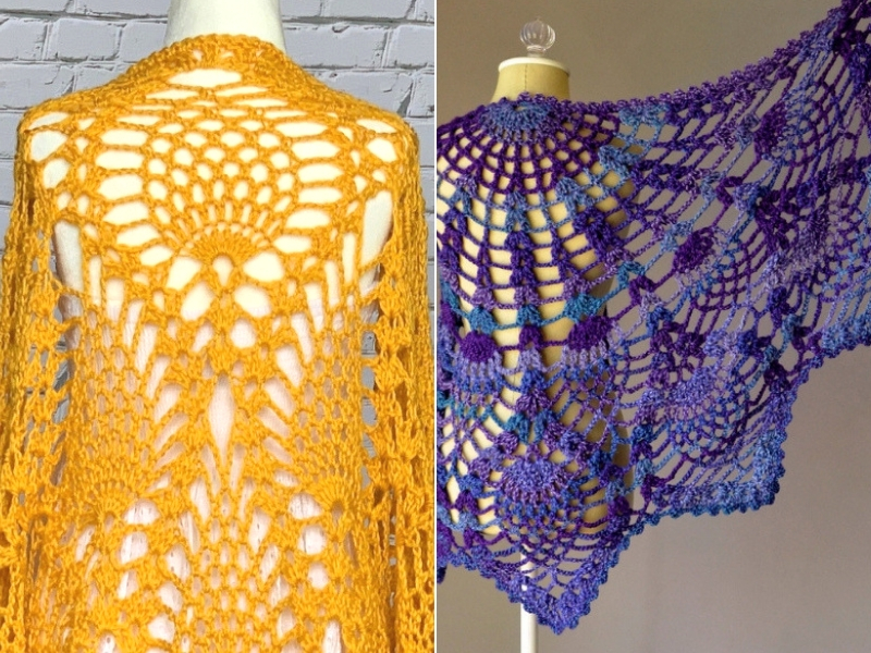 This tutorial is detailed and includes comprehensive images for each step. Crochet Pineapple Shawls Free Patterns