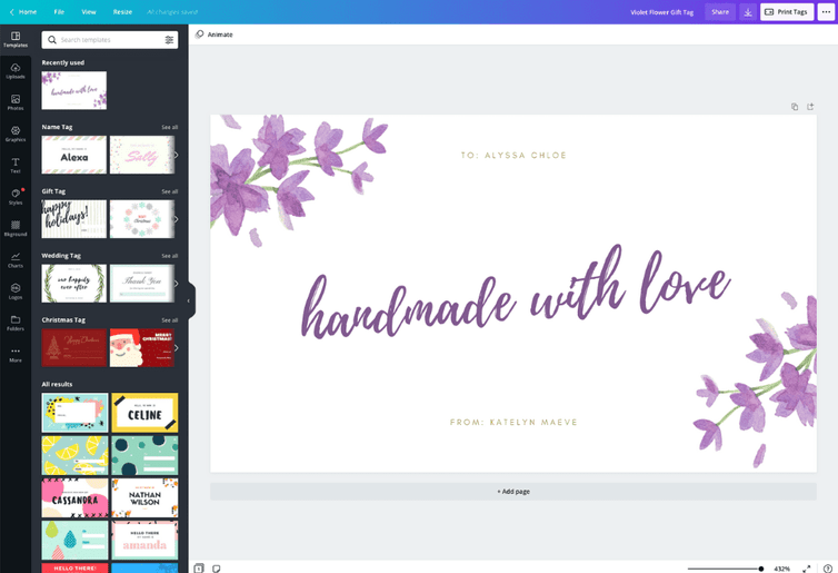Gestalte Selbst Einzigartige Geschenkanhanger Canva