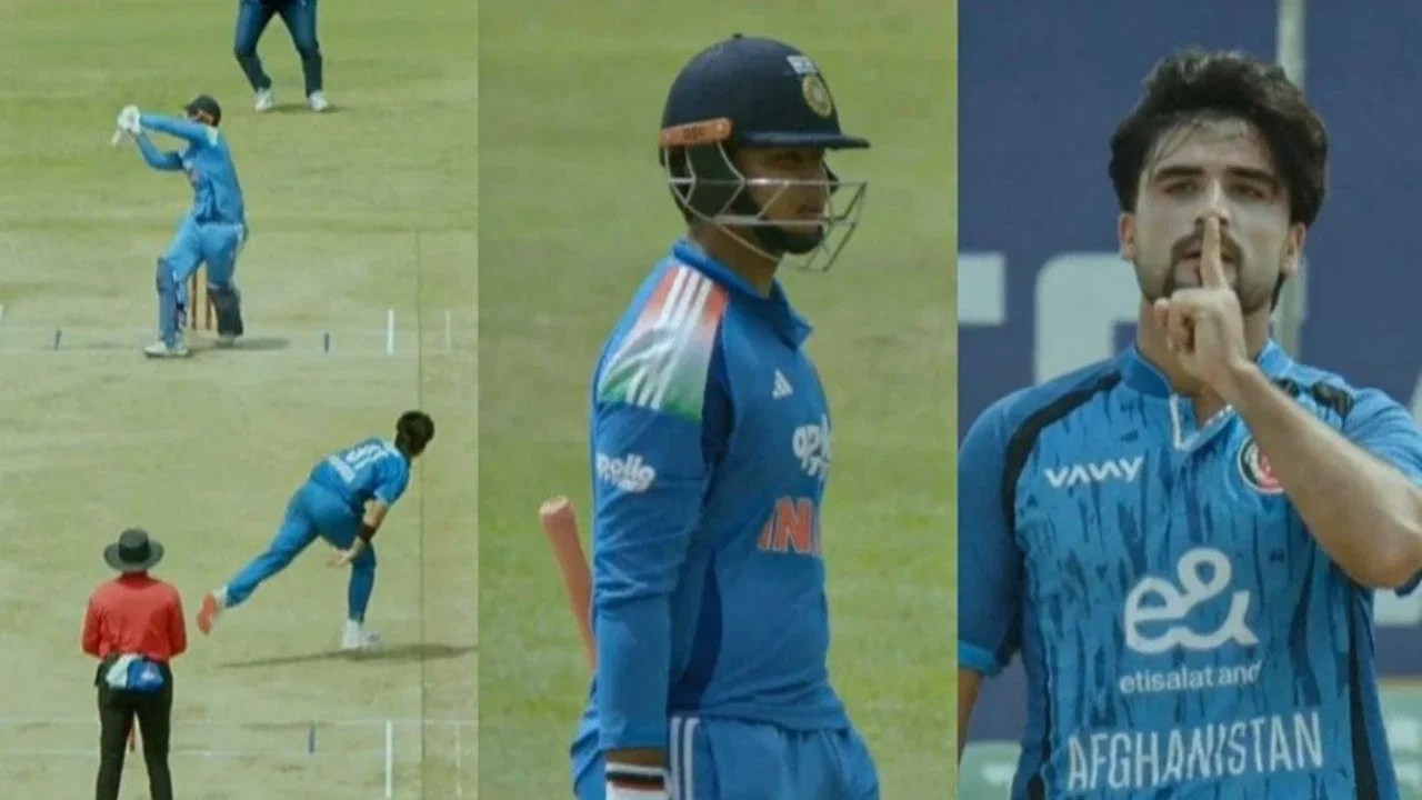 Vaibhav Sooryavanshi trolled by Afghanistan star's finger-on-lips celebration after another failure Vaibhav Sooryavanshi trolled by Afghanistan star's finger-on-lips celebration after another failure