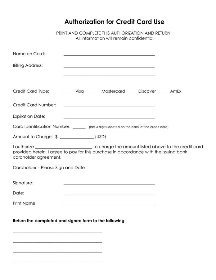 Getting a credit card is a fairly straightforward process that requires you to submit an application for a card and receive an approval or denial. Credit Card Authorization Form Sample In Word And Pdf Formats
