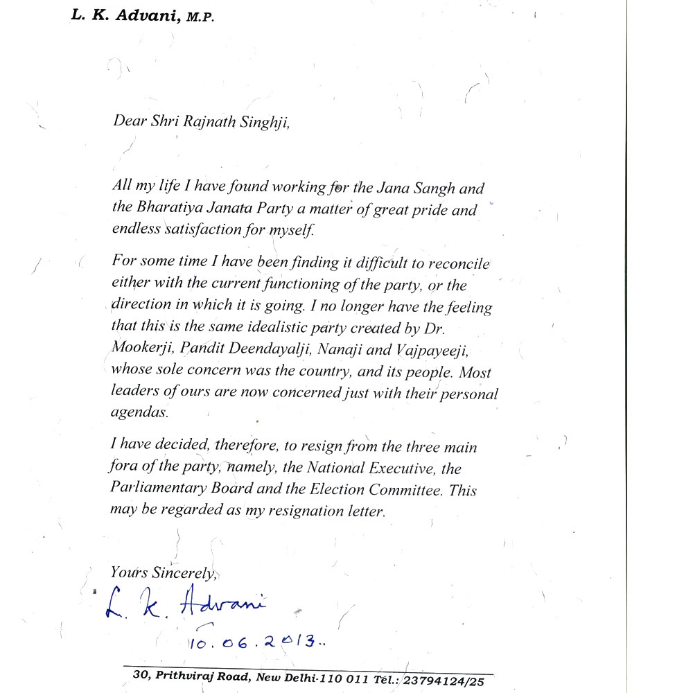 It can be difficult sometimes knowing where to start, what to include and how to format it. Lk Advani Resigns From All Bjp Posts Read His Resignation Letter