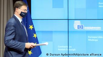Brüssel Valdis Dombrovskis EU Kommission PK Brüssel Valdis Dombrovskis EU Kommission PK