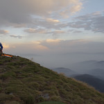 Bike rider-extreme on the top of the mountain Hoverla