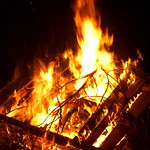 The smashed up pallet finally gets torched