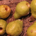 Red wine poached pears