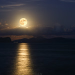 Super moon over Hydra island