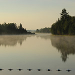 Misty sunrise on Kearney Lake 2, Algonquin Park, Ontario, Canada
