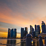 Fullerton Hotel and the Marina bay area, Singapore