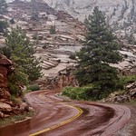 Copper ribbon of highway.