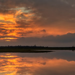 Panorama Flooded nature area and sunset