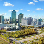 View on the modern centre of Nur Sultan (Astana), Kazakhstan