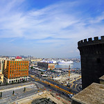 The port from Castel Nuovo, Naples, Italy
