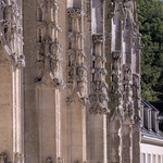 Ornaments on the facade of the church in Beaumont-le-Roger