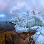 Icy rocks Ladoga