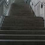 Looking up the steps to the upper level