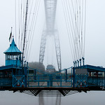 Newport transporter bridge in the fog