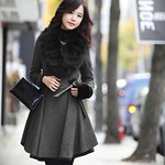 New Arrival Fur Collar Tunic Plait Woolen Long Coat for Women9