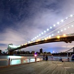 Brooklyn Bridge and Lower Manhattan without power hours after Sandy left New York