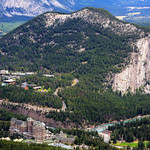 Views of Fairmont Banff Springs Hotel, Tunnel Mountain and the Bow River from the Sulphur Mountain Gondola, Banff National Park, Alberta, Canada