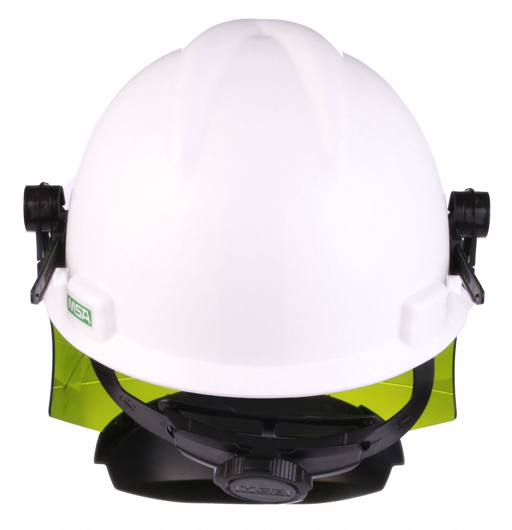 Any area where objects might fall from above requires the use of a hard hat, according to the occupational safety and health administration (osha). MSA Front Brim, Hard Hat, Type 1, Class E ANSI Classification, V-GardÂ®, Ratchet (4-Point