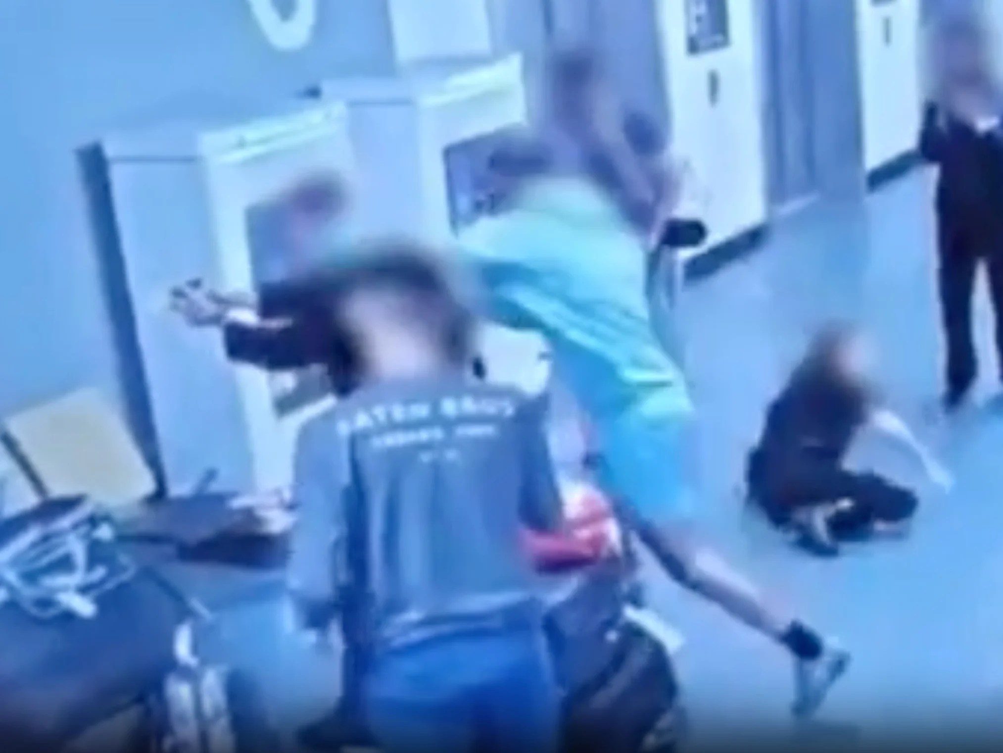 Newly released video shows chaos at Manchester Airport moments before man is kicked in the head