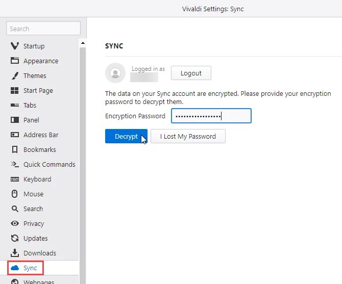 Decrypt data in Vivaldi on another computer