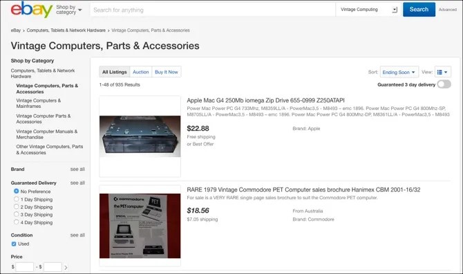 eBay Vintage Computer Section