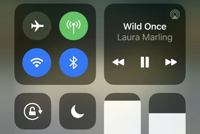 Control Center on iPhone with pause button