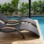 Doral brown sling fabric stacking outdoor dining chair. Pool Patio Furniture