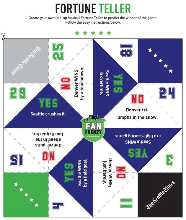 04.05.2020 · those who love sea creatures will adore this printable cootie catcher in the theme of a shark fortune teller. Fan Frenzy Create Your Own Fold Up Football Fortune Teller The Seattle Times